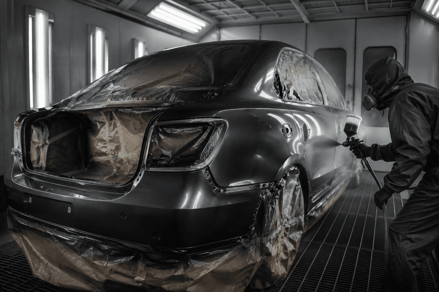 Покраска автомобиля в покрасочной камере